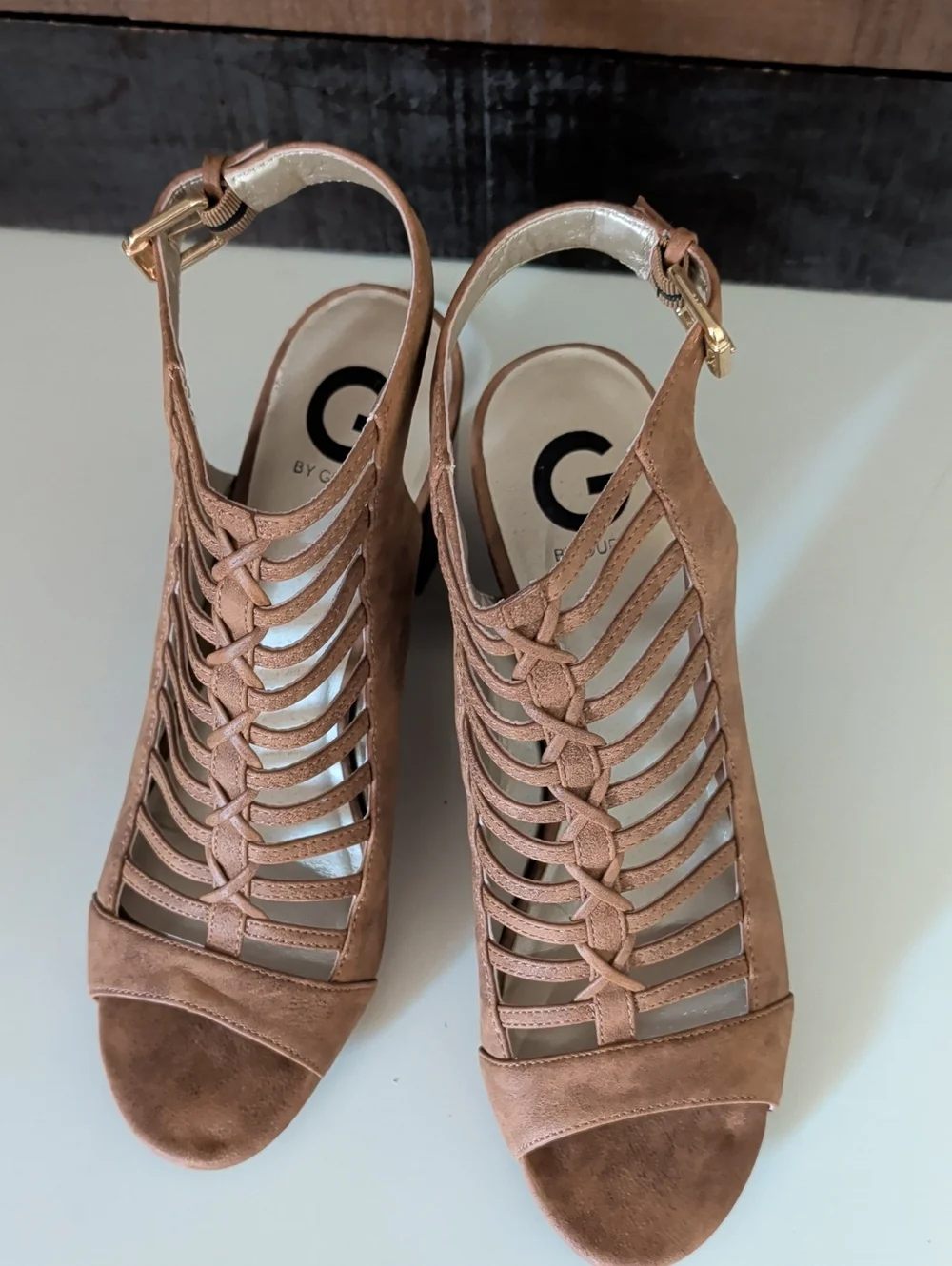 Guess Heels Sandals Size 10M Cameo Color